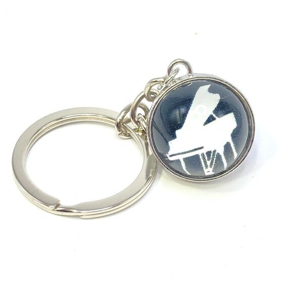 Stainless steel music piano bubble keychain - Picture 2 of 3